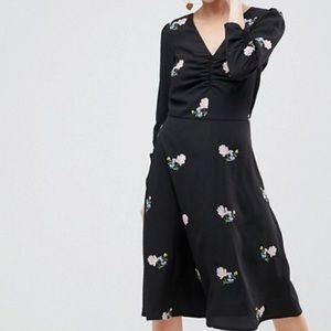 Floral embroidered midi tea dress - never worn